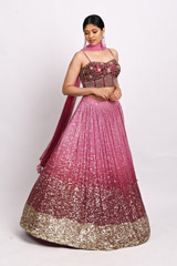 Pink Ombre Corset Lehenga