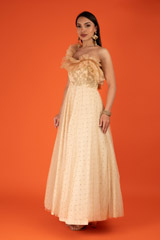 One Shoulder Ruffled Embroidered GownDSC03029