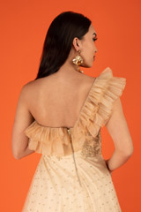 One Shoulder Ruffled Embroidered GownDSC03033