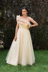 One Shoulder Ruffled Embroidered Gown_DSC4998-Edit