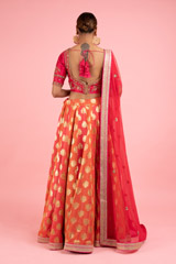 Pink And Orange Banarasi LehengaDSC03172