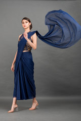 Midnight Blue Saree Gown