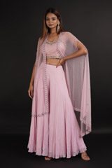 Pink Cape Sharara Set