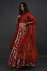 Red Zari Lehenga_SUB6538