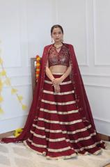 Maroon Sequin Tiered Lehenga1
