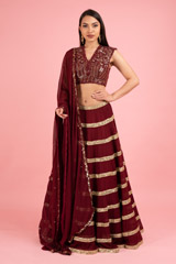 Maroon Sequin Tiered LehengaDSC03136