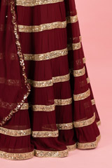 Maroon Sequin Tiered LehengaDSC03140