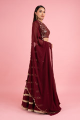 Maroon Sequin Tiered LehengaDSC03143