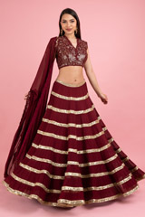 Maroon Sequin Tiered LehengaDSC03146