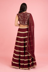 Maroon Sequin Tiered LehengaDSC03147
