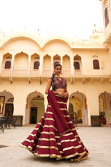 Maroon Sequin Tiered LehengaDSC04328