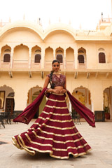 Maroon Sequin Tiered LehengaDSC04332