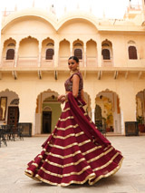 Maroon Sequin Tiered LehengaDSC04334