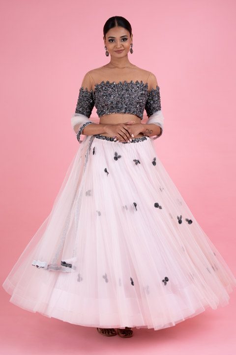 Net Embroidered Lehenga