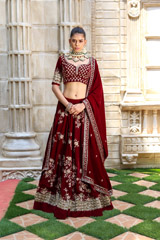 Maroon Velvet Lehenga2177_video