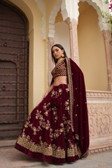 Maroon Velvet LehengaDSC05707