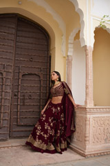 Maroon Velvet LehengaDSC05712