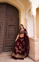 Maroon Velvet LehengaDSC05722