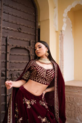 Maroon Velvet LehengaDSC05738
