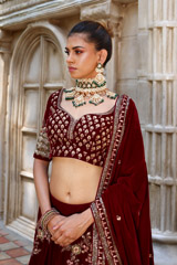 Maroon Velvet LehengaIMG_0250