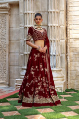 Maroon Velvet LehengaIMG_0276