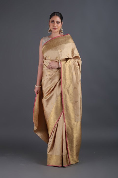 Beige Silk Saree