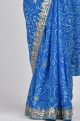 Blue Bandhej Gota Work Saree_DSC3536