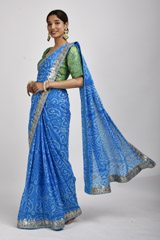Blue Bandhej Gota Work Saree_DSC3540