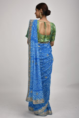 Blue Bandhej Gota Work Saree_DSC3557