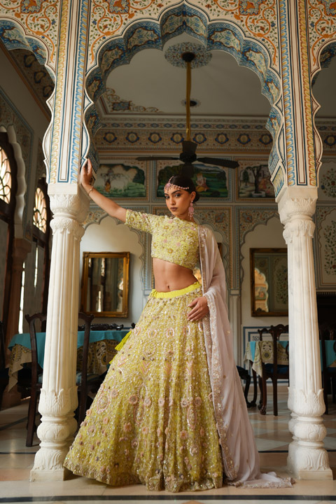 Fluorescent Green Lehenga