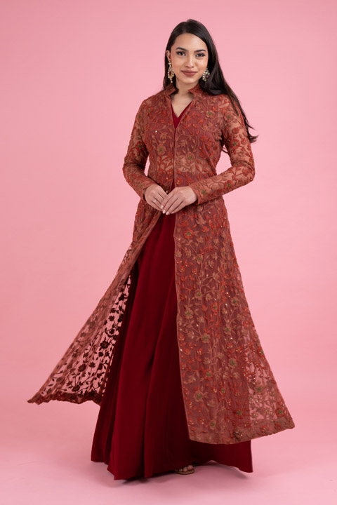 Thread Embroidered Jacket Lehenga