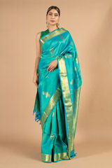 Blue Green Silk Saree