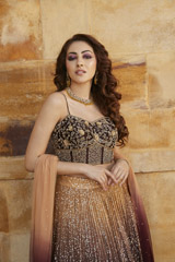 Brown Ombre Corset Lehenga