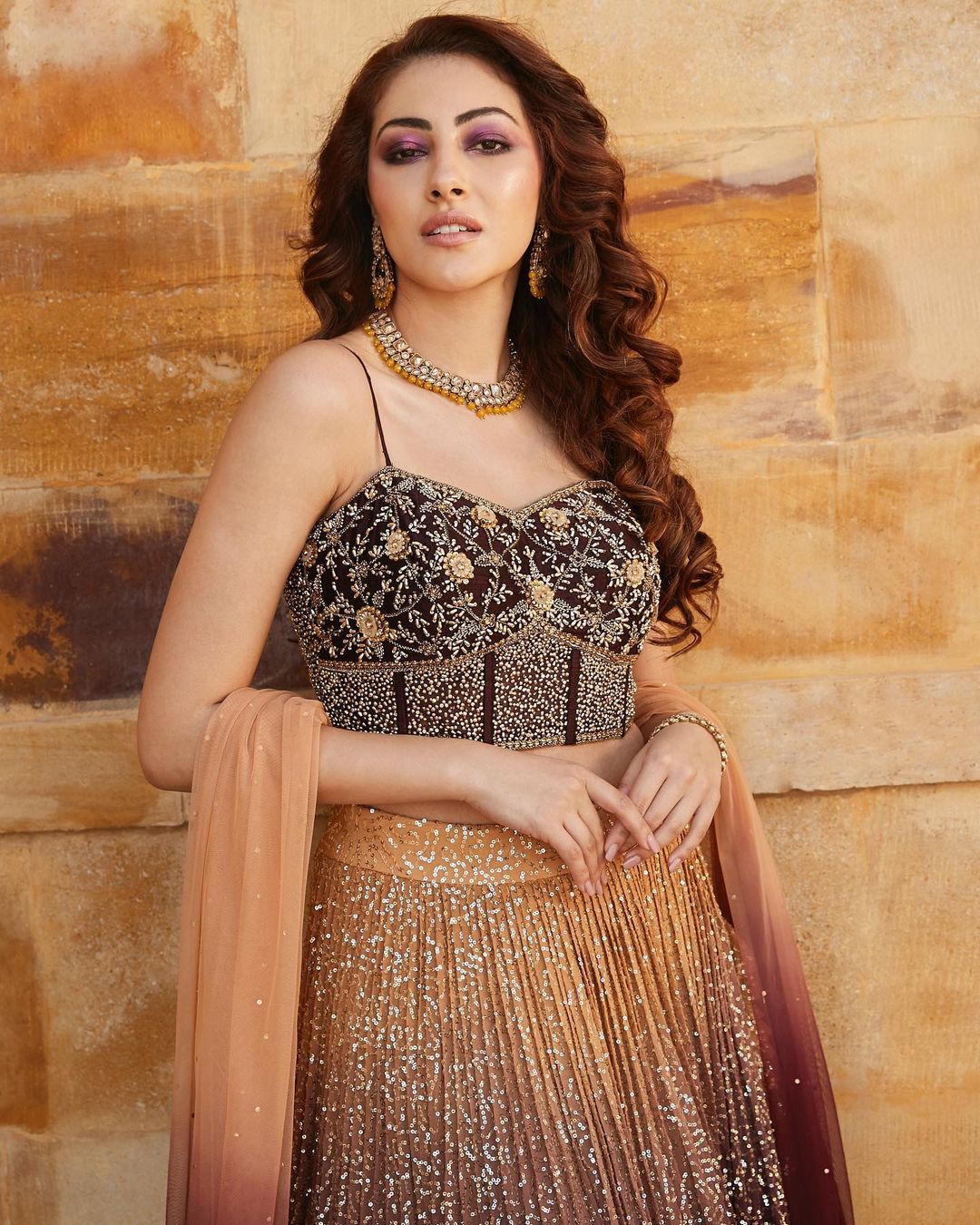 Brown Ombre Corset Lehenga4