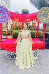 Green Shimmered Tiered Lehenga