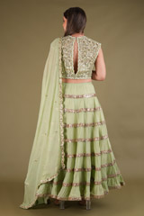 Green Shimmered Tiered LehengaDSC02762