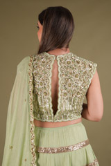 Green Shimmered Tiered LehengaDSC02763