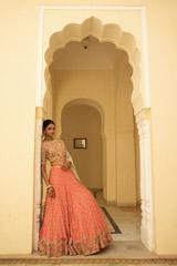 Coral Mysore Silk LehengaDSC03375