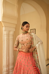 Coral Mysore Silk LehengaDSC03395