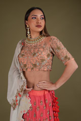 Coral Mysore Silk LehengaDSC03635