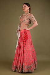 Coral Mysore Silk LehengaDSC03637