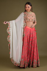 Coral Mysore Silk LehengaDSC03640