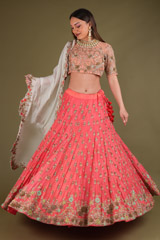 Coral Mysore Silk LehengaDSC03644