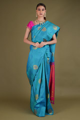 Blue Zari Silk Saree