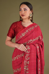Red Zari Work SareeDSC03884