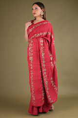 Red Zari Work SareeDSC03886