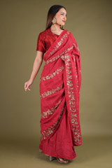 Red Zari Work SareeDSC03887