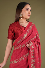 Red Zari Work SareeDSC03889