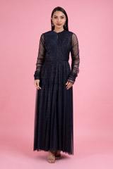 Split Neck Pleated GownDSC02927