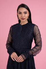 Split Neck Pleated GownDSC02928